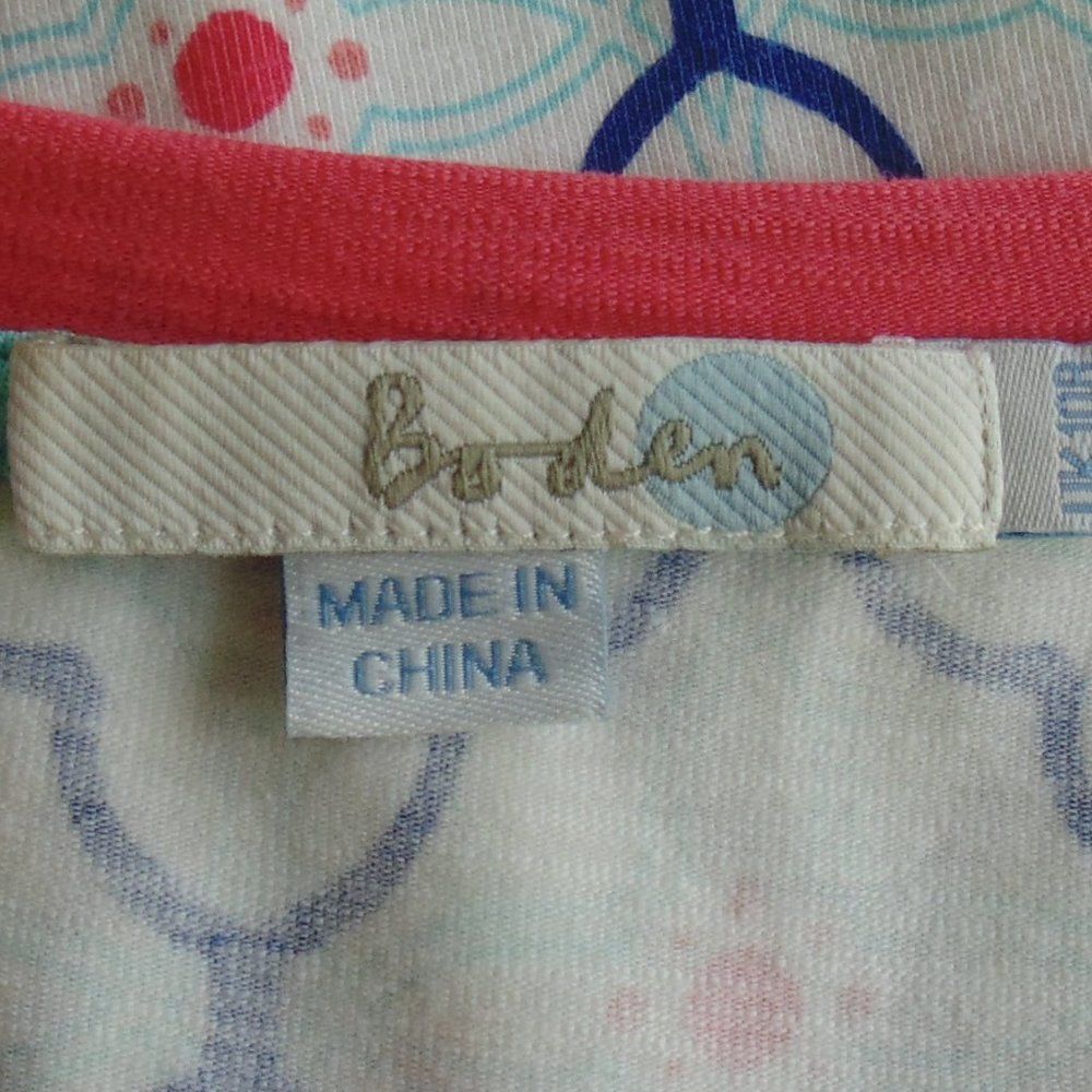 Boden Jersey Dress, 6R, White/Blue, Geometric/Tiled print, Short sleeves - Picture 9 of 12